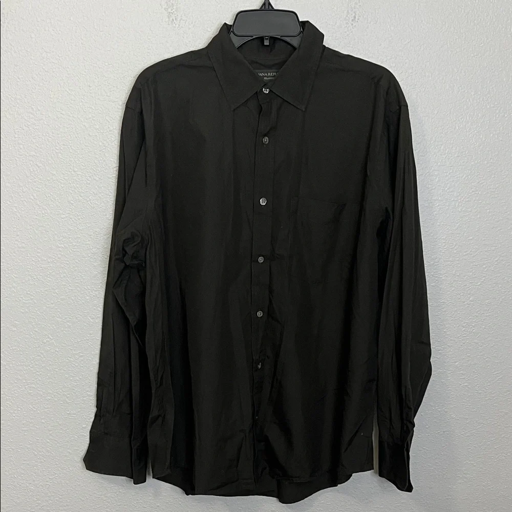 Banana Republic Relaxed Fit Cotton Button Down Shirt Brown Size Large